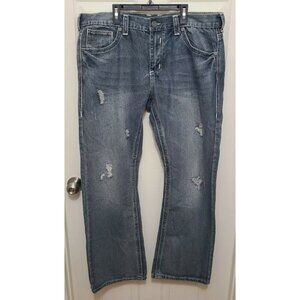 Xtreme Couture Men's Distressed Jeans Blue Flap Pocket Embroidered Size 36 (38)